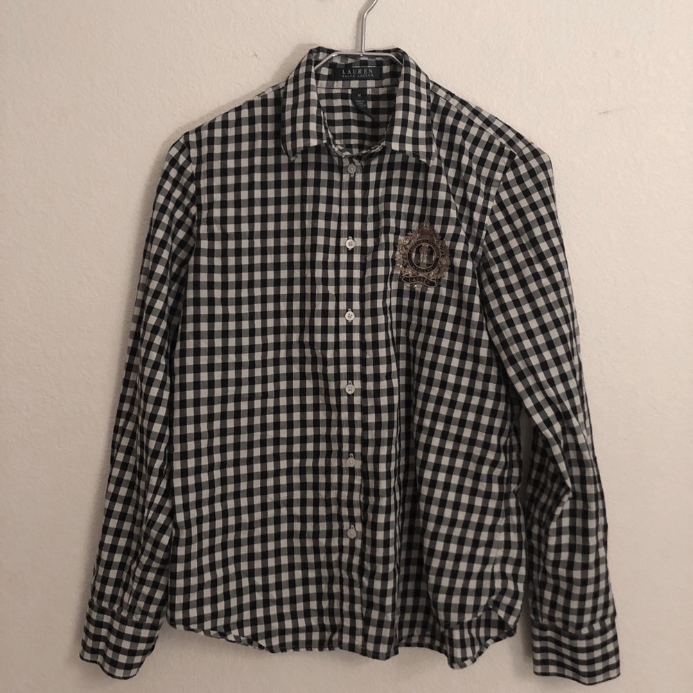 LAUREN RALPH LAUREN Plaid Button Up W/Crest